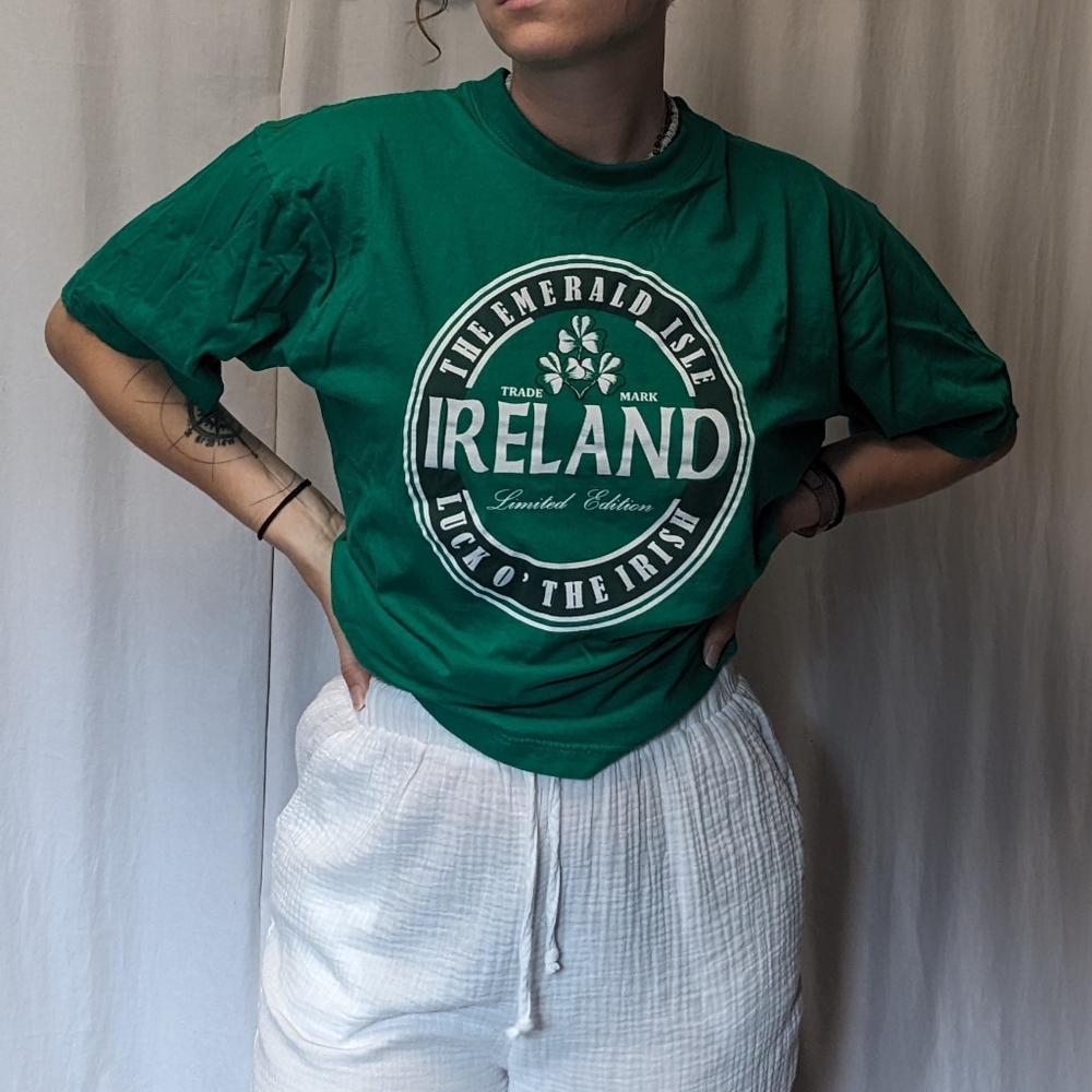 Green Ireland Graphic T-Shirt - "The Emerald Isle" / "Luck O' The Irish"